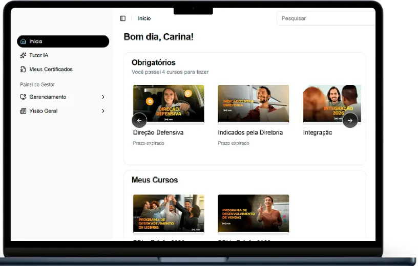Curso da Inbix exibido em um notebook
