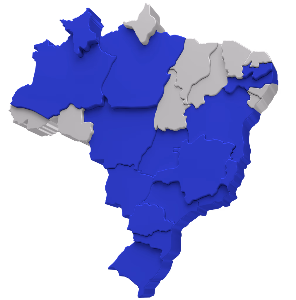 Mapa do Brasil, alunos do MBA em 15 estados