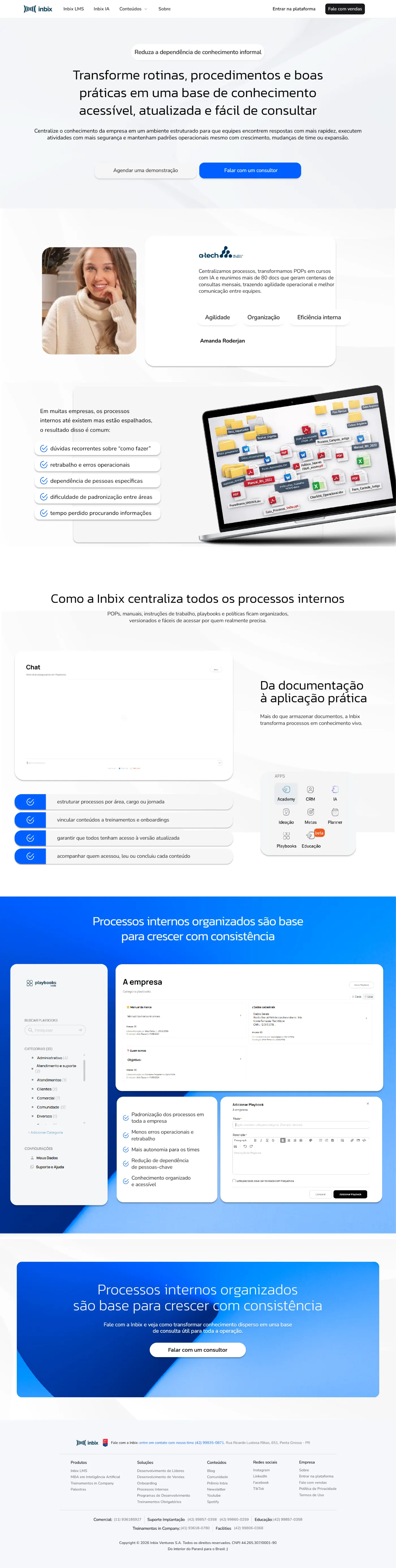 Painel da base de conhecimento da Inbix